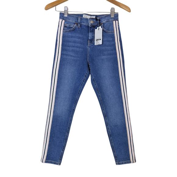NWT TOPSHOP Moto Jamie Side Stripe Jeans W26 L28 - Picture 1 of 10